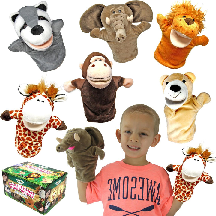 JOYIN 6 Stück Tier Handpuppen Spielzeug Set für Kinder,Freunde Im Tiergarten, Deluxe plüschtiere Kin
