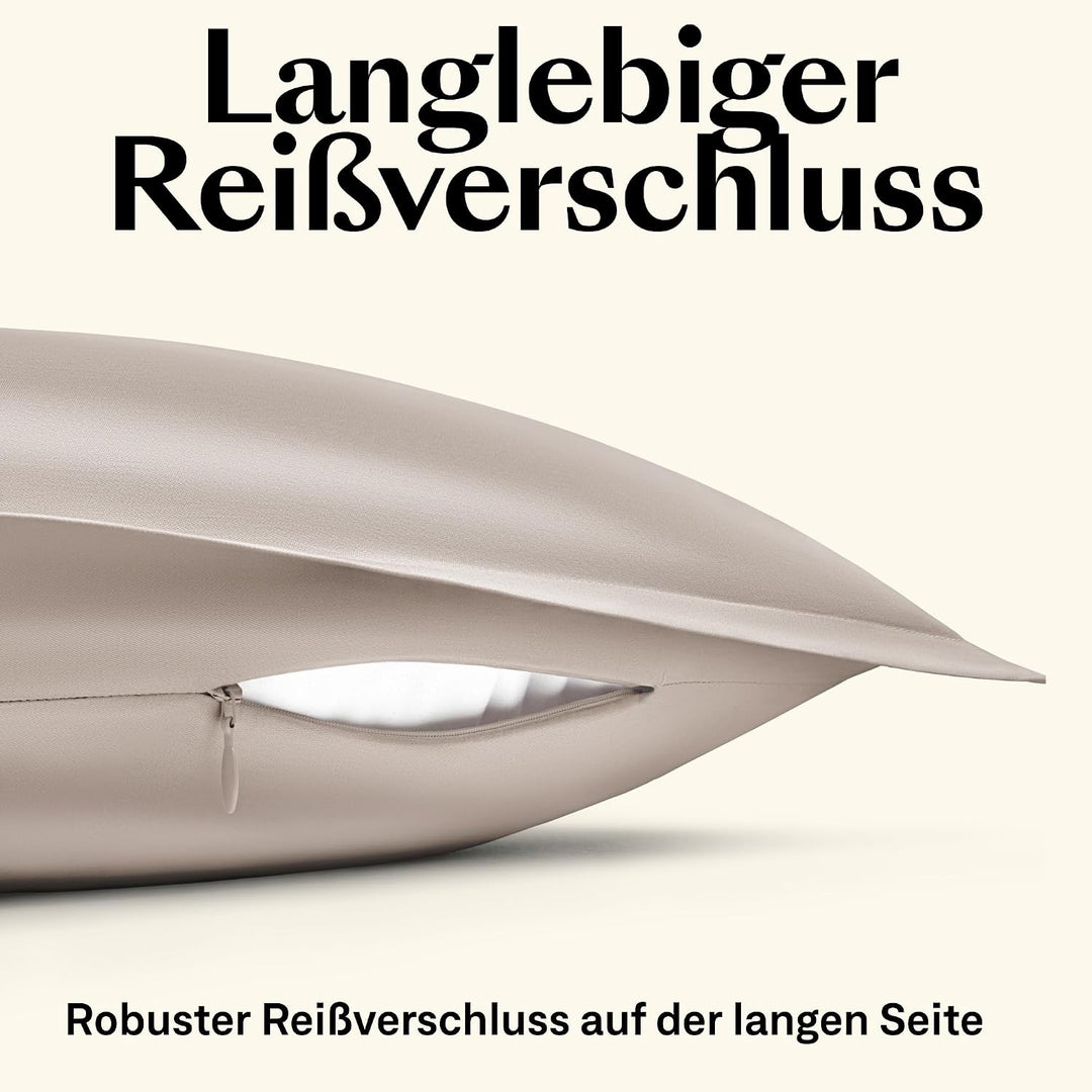 Kopfkissenbezug 50x70 Baumwolle (2er Set) | Ägyptische Baumwolle Kissenbezug Beige/Taupe | Weich Wie