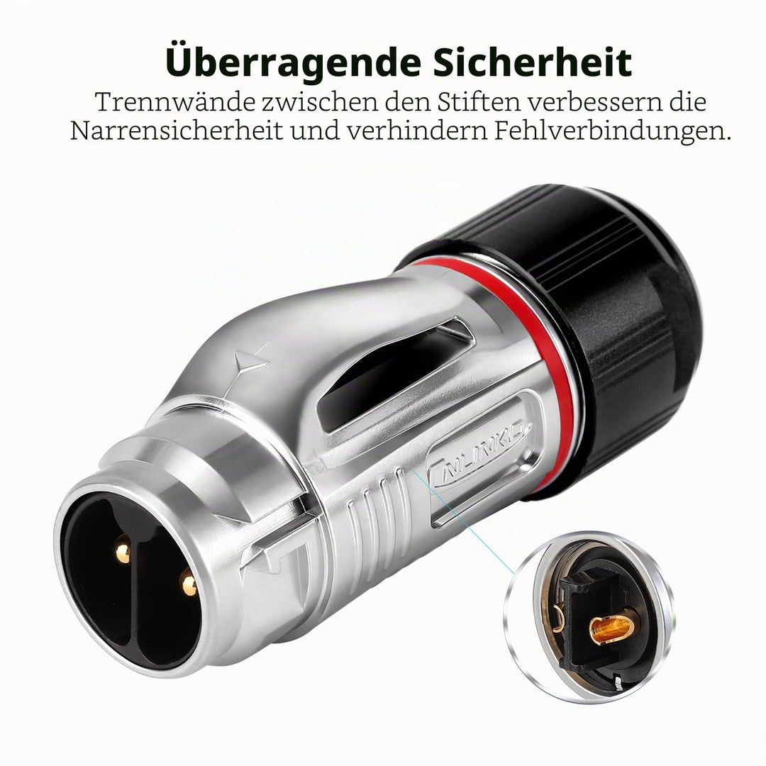 CNLINKO BD-20 Industrieller Wasserdichter Steckverbinder IP67 Rundsteckverbinder Eingebaute Buchse L