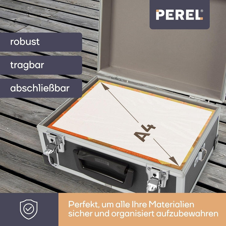 Perel 1821-N Aluminium Werkzeugkoffer, 330 mm x 230 mm x 150 mm Abmessungen, Schwarz