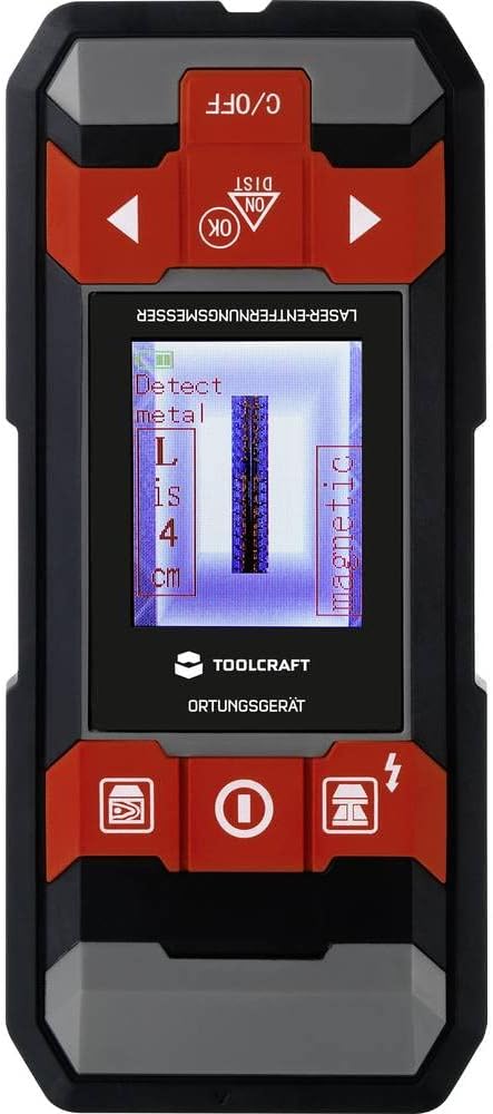TOOLCRAFT Ortungsgerät inkl. Laser-Entfernungsmesser LDM D30 TO-6994572 Geeignet für Nicht eisenhalt