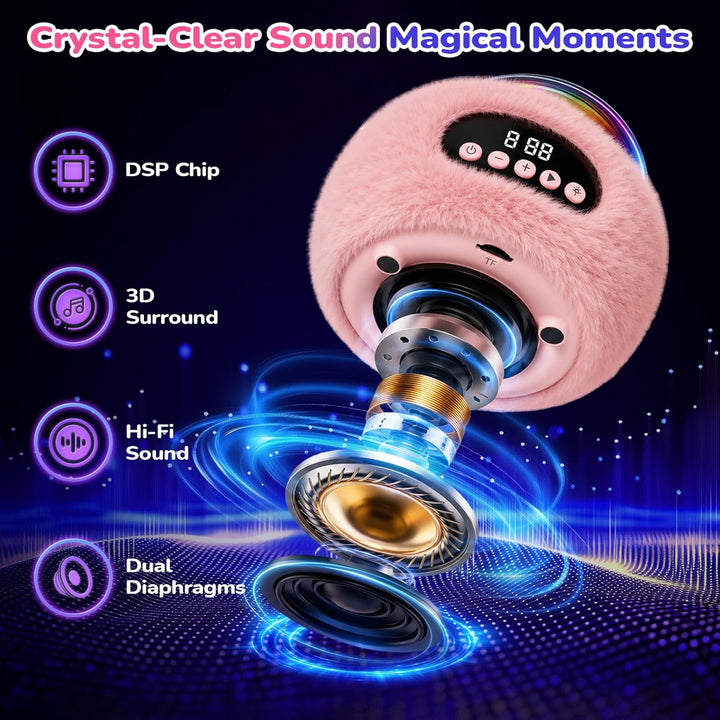 Kinder Karaoke Maschine mit Bluetooth und 2 Funkmikrofonen ab 3 Jahren Pink, Pink