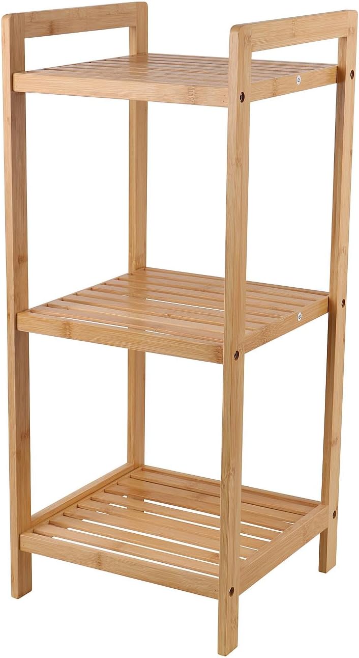 Rosenstein & Söhne Regale: 2er-Set Bambus-Standregal mit 3 Ablagen, 30 x 30 x 70 cm, Bambus (Bad Reg