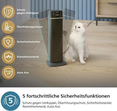 Philips Keramik-Heizlüfter 5000-Serie, Keramische Heiztechnologie, KI-gesteuert zum Energiesparen, H