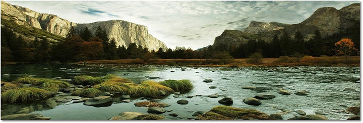 Augenblicke Wandbilder Leinwandbild als Panorama in 150x50cm Yosemite Berge See Landschaft Natur