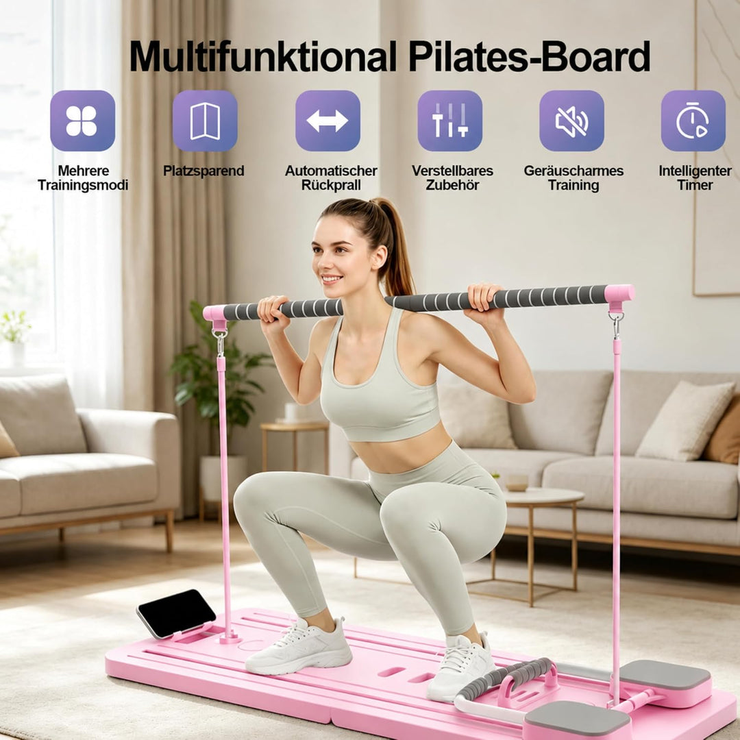 Skay Pilates Reformer Set für Zuhause Pink Pilates Reformer Set Classic, Pink Pilates Reformer Set C