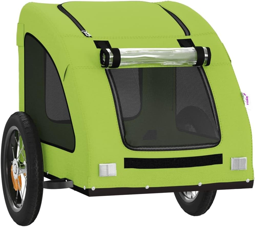 Fahrradanhänger Hunde Grün Oxford-Gewebe und Eisen 124x53x53 cm Haustier Fahrradanhänger Haustieranh