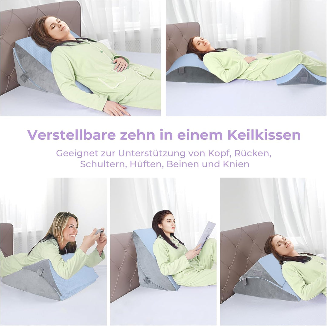 Babenest Verstellbares Keilkissen mit Hochdichteschaum, Ergonomisches Rückenkissen für Bett &amp; Sofa,