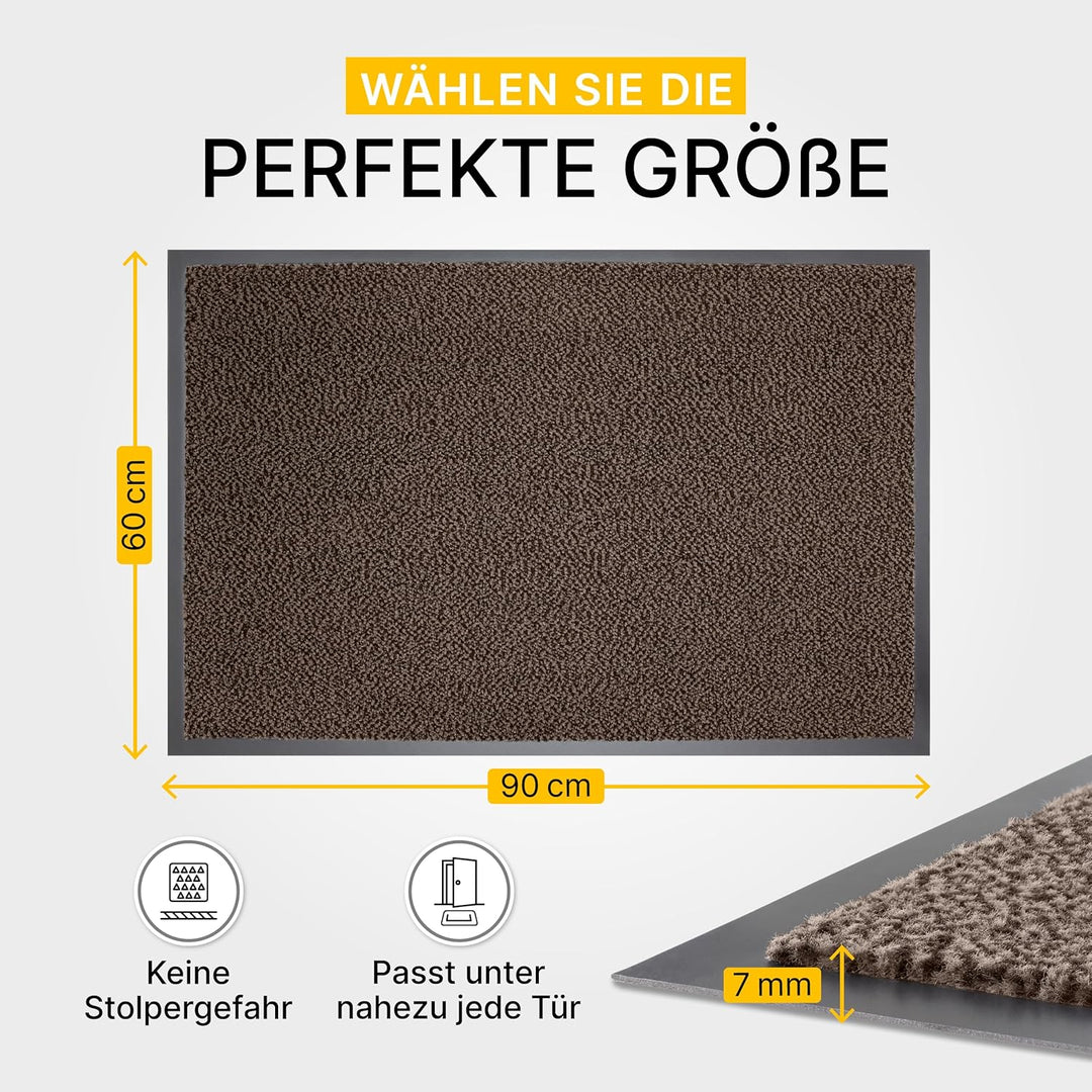 Entrando Fussmatte 60x90 cm - Schmutzfangmatte innen aussen, Braun Schwarz | Türmatte und Fussabtret