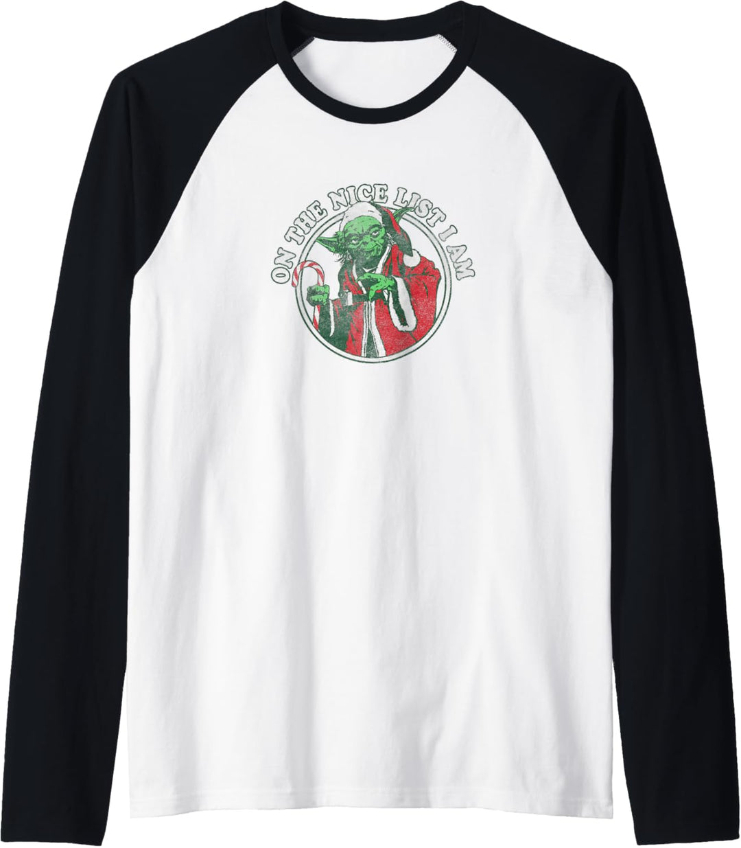 Star Wars Christmas Santa Yoda On The Nice List I Am Raglan