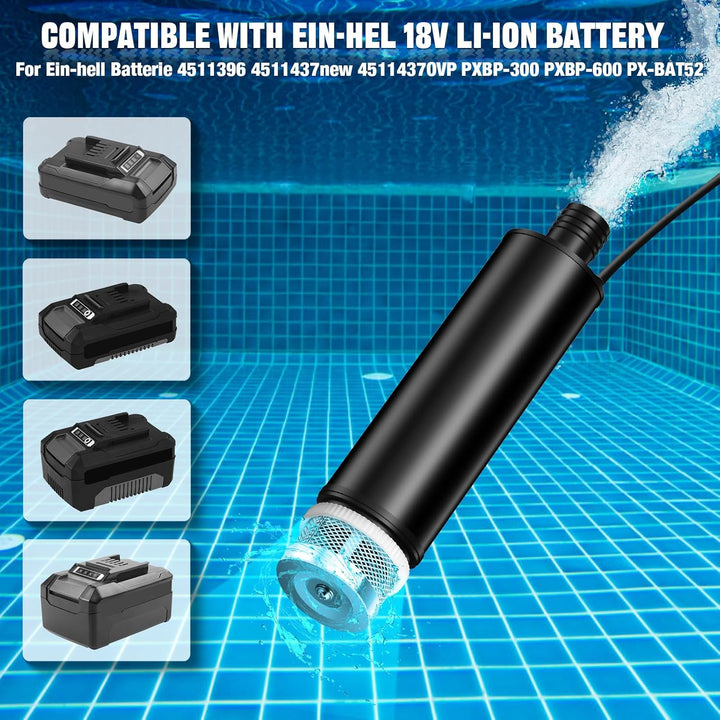 Tauchpumpe für Einhell Akku 18V PXC Power X-Change, Elektrische Wasserpumpe 30L/MIN Wasserdurchfluss