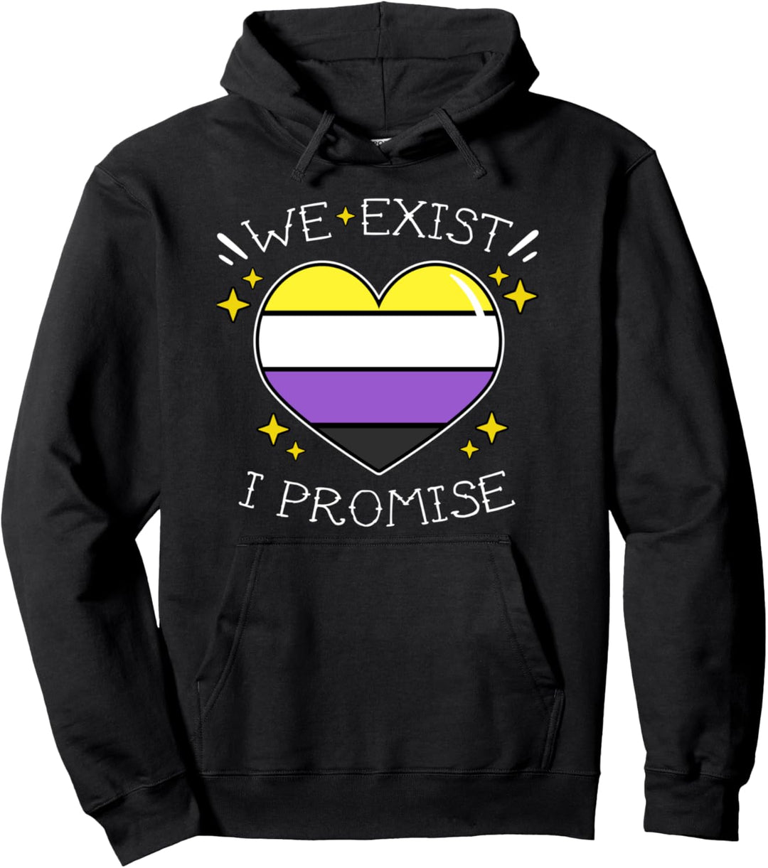 Non Binary Pride Gay Heart We Exist I Promise Gift Pullover Hoodie
