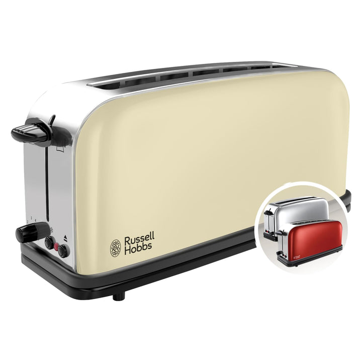Russell Hobbs Toaster [Langschlitz für 2 Scheiben / 1 breite Brotscheibe] Colours+ Edelstahl Creme (