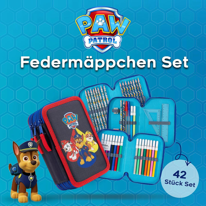 PAW PATROL Federmäppchen Gross Etui Stifte Jungen und Mädchen Stifte Kinder Gefüllt Federmappe Schul