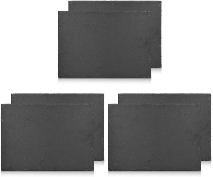 Navaris Schiefer Teller Platzset 6-teilig - 38x28cm Schieferplatten 6x Servierplatte für Sushi Käse