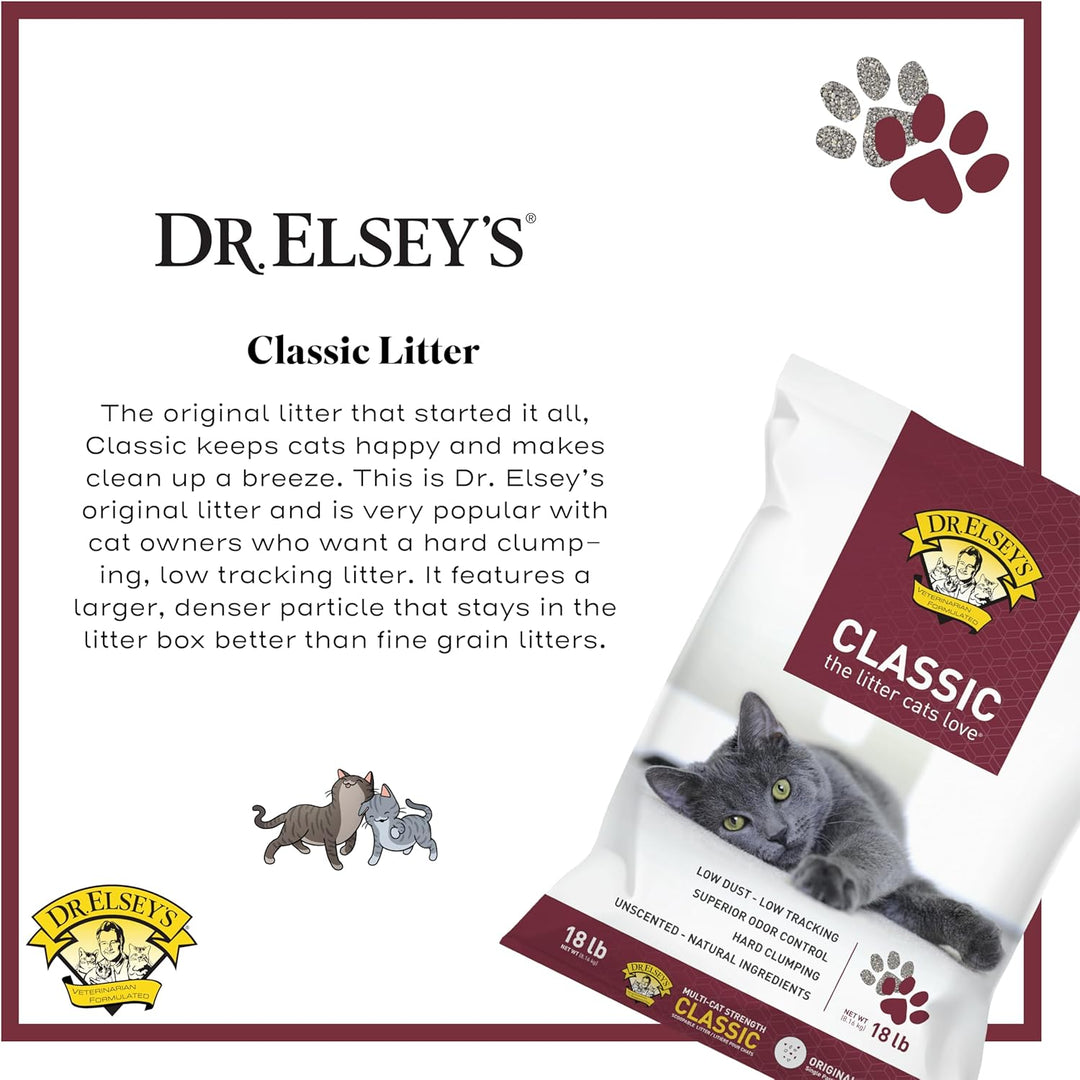 Dr. Elsey's Premium Clumping Cat Litter - Classic - 99.9% Dust-Free, Low Tracking, Hard Clumping, Su