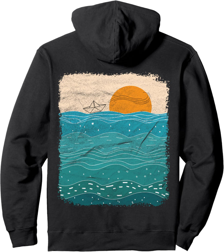 Papierschiff schwimmt im Meer Papierboot Pullover Hoodie