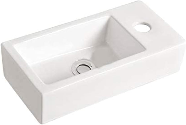 Grünblatt Waschbecken Hänge-Waschtisch mit Lotus Effekt Nano-Beschichtung (36 x18x9-Rechts), 36 x18x