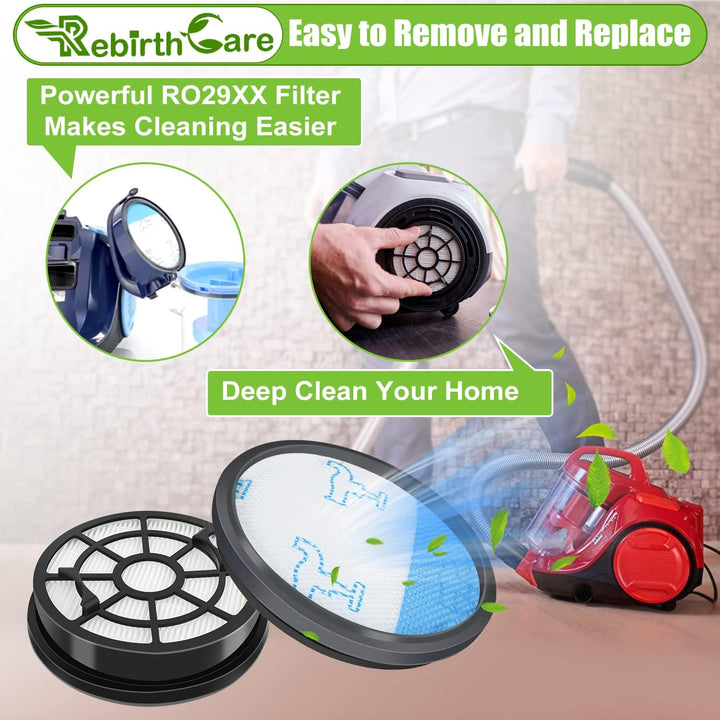 Rebirthcare 2 Pack HEPA Filterset für Rowenta Swift Power Cyclonic RO29xx Staubsauger Filter RO2910E