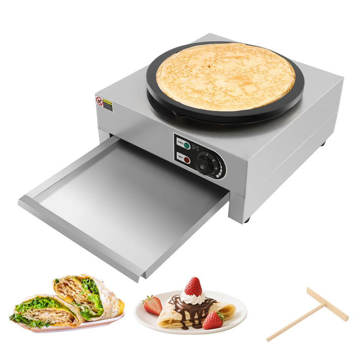 220V 3000W Crêpes Maker Crepegerät, Crepesmaker 50-300°C Pancake Tortillas Maker mit Grillplatte und