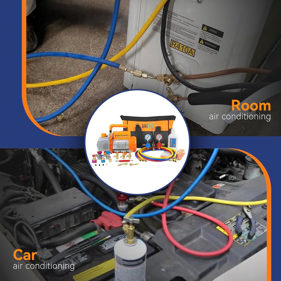 BACOENG Vakuumpumpe klimaanlage Set für HVAC/Auto AC Kältemittelaufladung, Klimaanlage Auto Befüllen