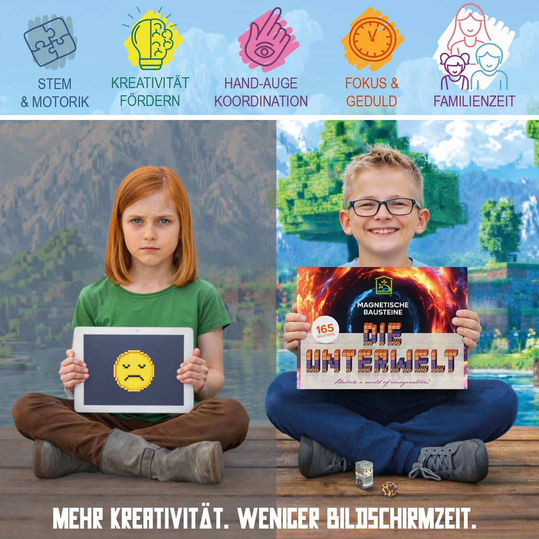 Unterwelt Set mit 165 Teilen I Magnete zum Bauen für fantasievolle Kinderwelten I magnetische Bauste