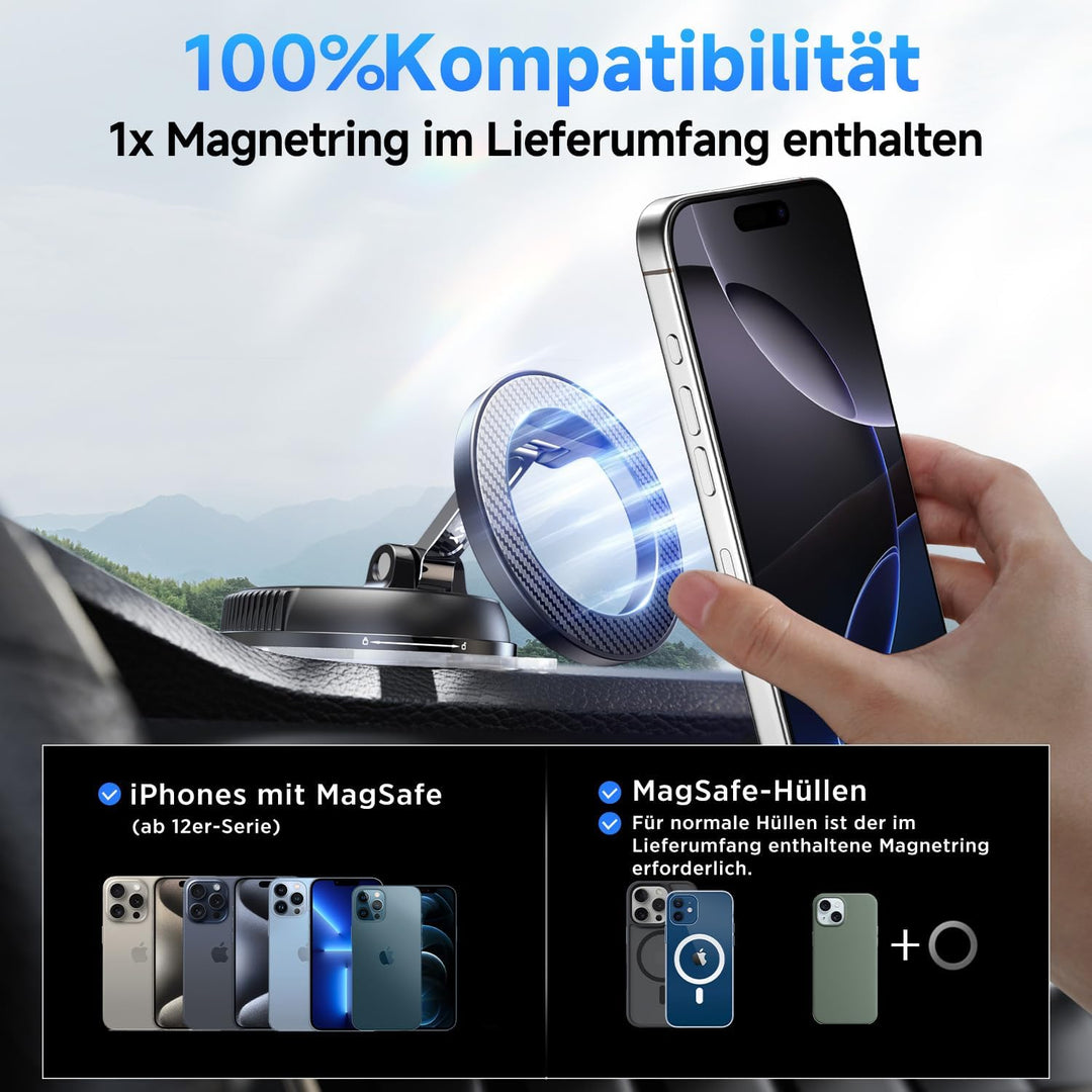 Handyhalterung Auto Magnetische, 360° Drehbare Vakuum Magnetischer Handyhalterung, KFZ Autohalterung