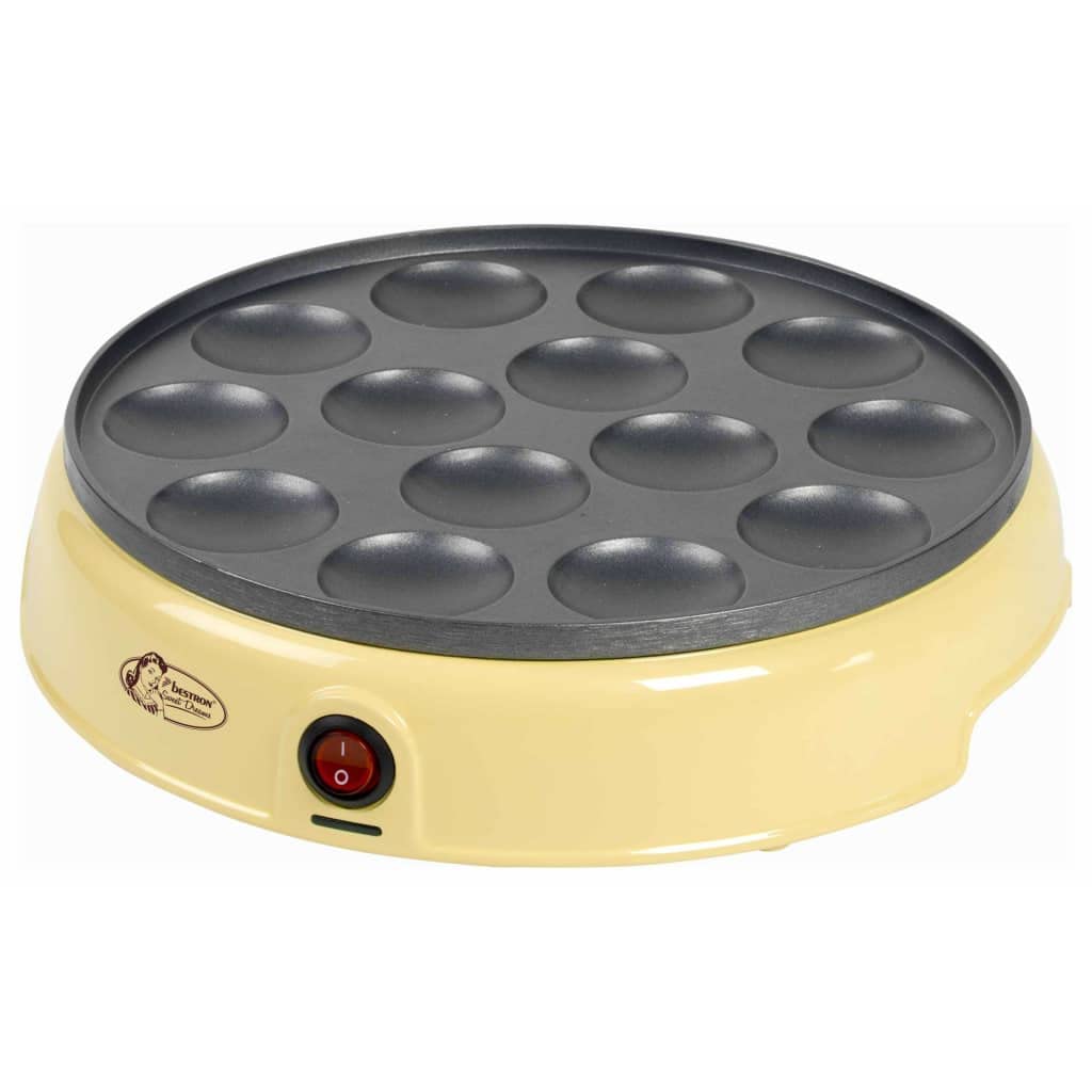 Bestron Poffertjes Maker im Retro Design, Mini Pfannkuchen Automat, mit Antihaftbeschichtung, Sweet