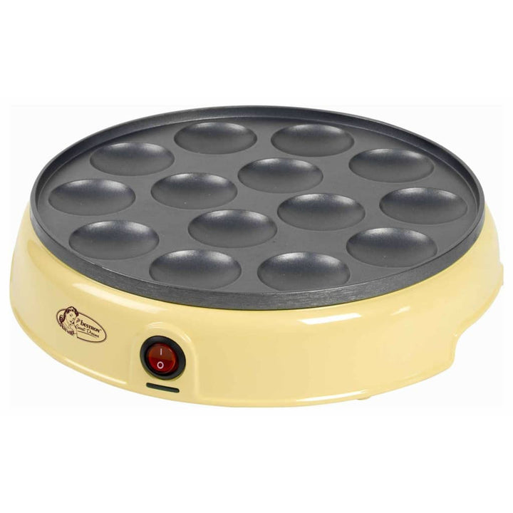 Bestron Poffertjes Maker im Retro Design, Mini Pfannkuchen Automat, mit Antihaftbeschichtung, Sweet
