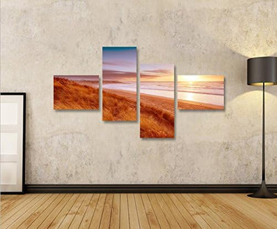 islandburner Bild Bilder auf Leinwand Dünen Nordsee Sonnenuntergang 4L XXL Poster Leinwandbild Wandb