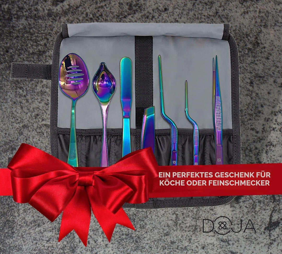 DOJA Barcelona | Kueche Chef Kochutensilien | Farbe: Regenbogen | 7 Utensilien Edelstahl Plating Kit