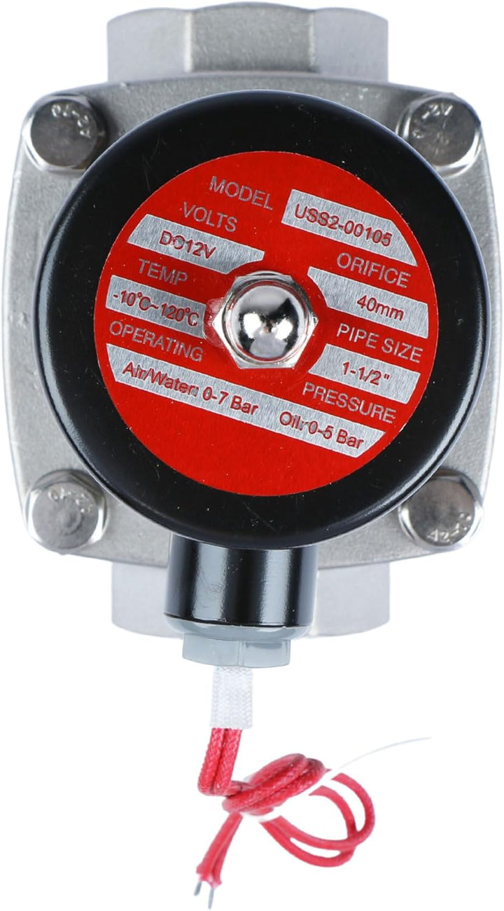 U.S. Solid 1-1/2" Edelstahl Elektrisch Magnetventil 12V DC stromlos geschlossen VITON Wasser Luft Öl