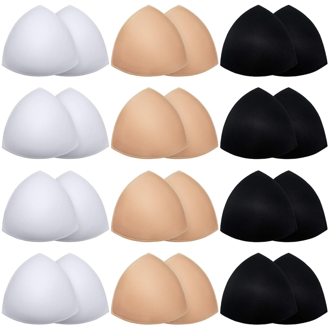 Geyoga 12 Paar Triangle Sport BH Einsätze Push Up Brust BH Einsatz Pads abnehmbar M White, Nude Colo