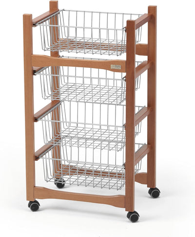 ARREDAMENTIITALIA Arredamenti Italia Küchenwagen Ginger, Holz - 4 Körbe - Farbe: Kirsche Holz AR-It