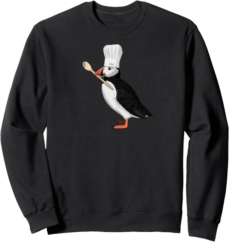 Papageitaucher als Koch mit Holzlöffel Küche Backen Biologe Sweatshirt