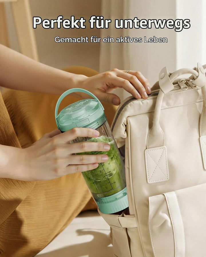 Sangcon Tragbarer Mixer 500ml, Smoothie Maker USB Wiederaufladbar, Mini Standmixer für Fitness, Camp