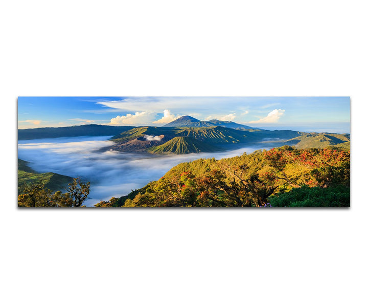 Paul Sinus Art Panoramabild auf Leinwand und Keilrahmen 150x50cm Indonesien Nationalpark Berge Wald