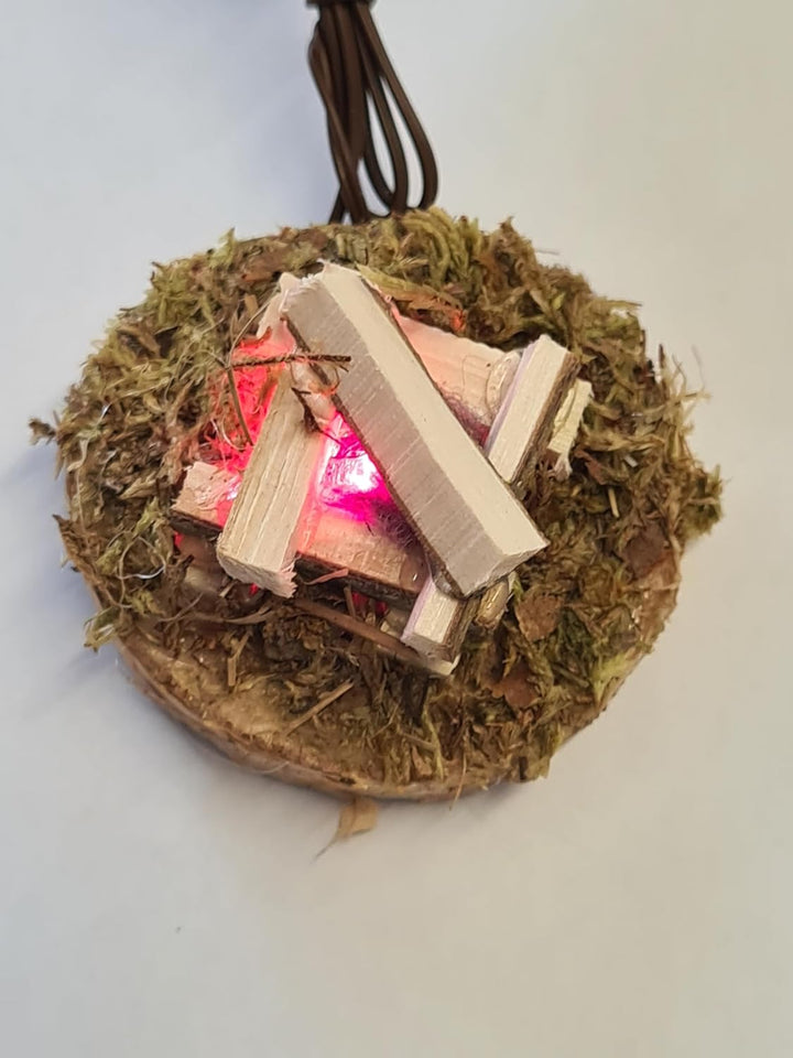 485 Lagerfeuer - Feuerstelle für Krippe mit Beleuchtung - Krippenbeleuchtung - rote Glühlampe E 5,5-