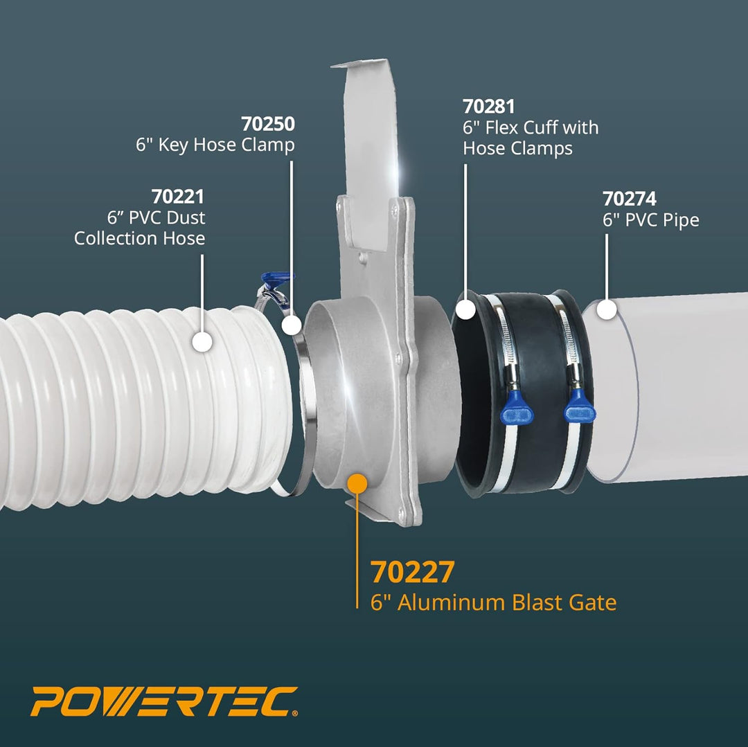 POWERTEC 70227-P2 15,2 cm Aluminium-Blastgitter für Staubsammler/Vakuumarmaturen, 2 Stück Alaun 15,2