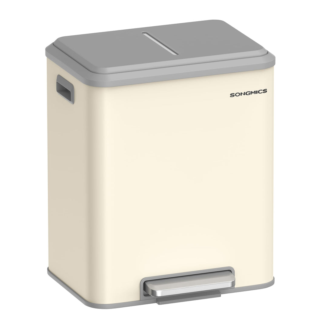 SONGMICS Mülleimer Küche, Mülltrennsystem 2 x 15 L, 2 Fächer für Recycling und Restmüll, Abfalleimer