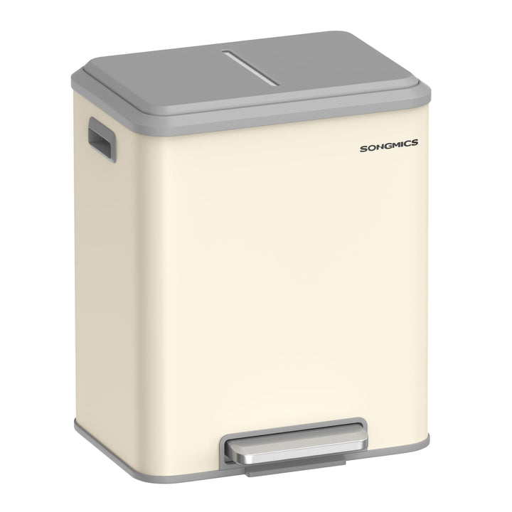 SONGMICS Mülleimer Küche, Mülltrennsystem 2 x 15 L, 2 Fächer für Recycling und Restmüll, Abfalleimer
