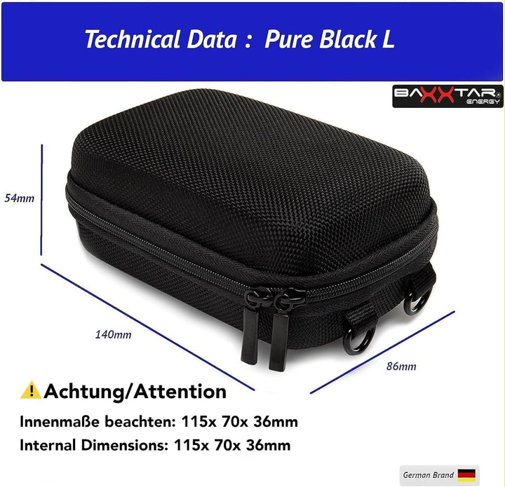 Baxxtar Pure Black L Kameratasche Hardcase für Kompaktkameras schwarz (Gurt- und Gürtelschlaufe) für