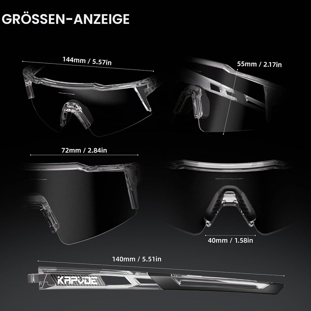 KAPVOE Photochromatische Selbsttönend Fahrradbrille TR90 Rahmen für Herren Damen Jungen Mädchen Klar
