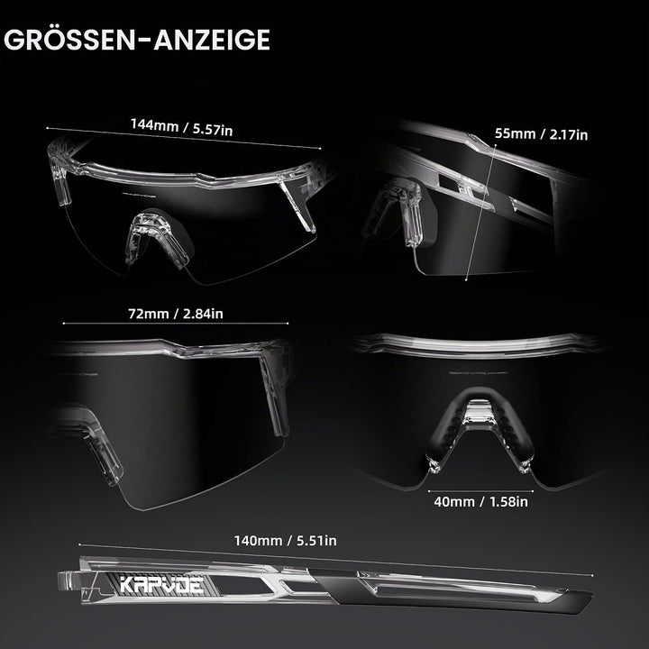 KAPVOE Photochromatische Selbsttönend Fahrradbrille TR90 Rahmen für Herren Damen Jungen Mädchen Klar