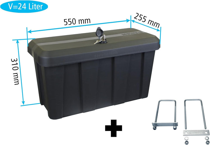 Deichselbox Daken Blackit Lite, Werkzeugkasten, Gurtkiste, Anhängerbox, Staukiste, Daken B24-2 + Mon