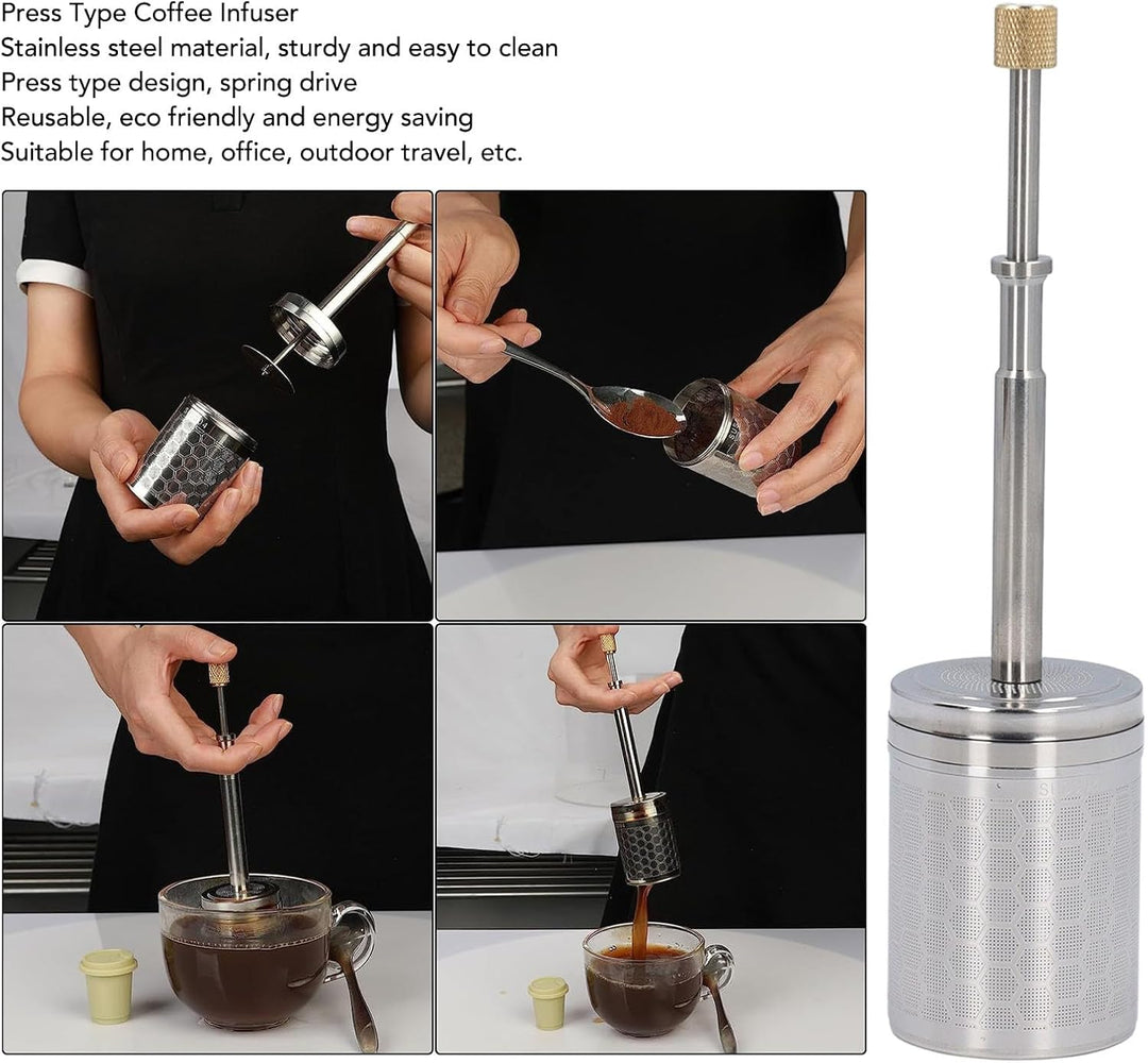Asixxsix Tragbare Kaffee- und Teefilterpresse, Kaffee-Ei-Presse aus Edelstahl, Wiederverwendbarer Fi