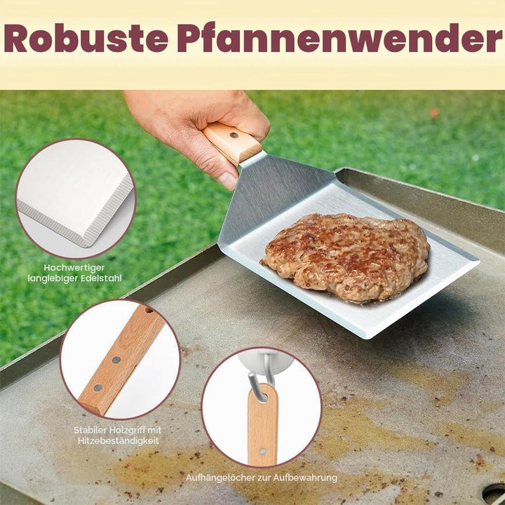 7 Stück Smash Burger Set, Burger Smasher, Smash Burgerpresse mit Pfannenwender und Burgerglocke und
