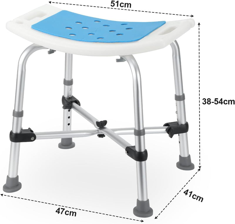Joparri Duschhocker Duschstuhl für Senioren 180 kg, Aluminium Anti-Rutsch Badhocker Badsitz Höhenver