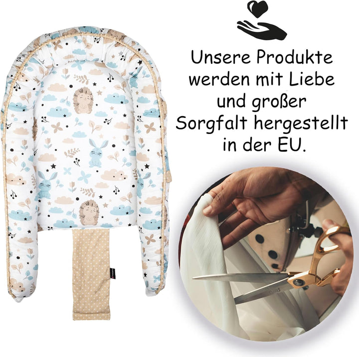 PinkZebra Tragetasche,2 in 1 Tragetasche, Tragenest Kokon aus Baumwolle, Igel und Freunde, Igel und