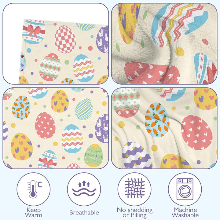Ostern Kuscheldecke Flanelldecke Schlafdecke Geschenk 150×130CM Ostern Hase Happy easter Geschenk Fr